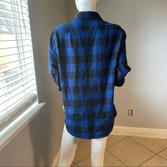 Express Men Blue checkered Plaid Buttoned Long Sleeve Shirt Top size Medium - Picture 7 of 10